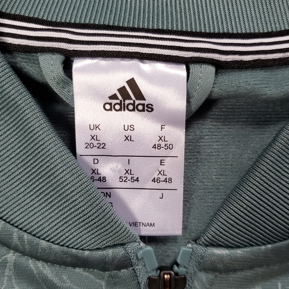 Adidas Firebird Floral Embossed Zip Up Bomber Track Jacket Teal Black - Picture 8 of 16